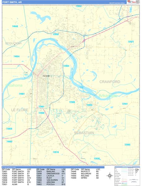 Fort Smith Zip Code Wall Map